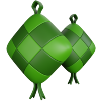 3d representación dos ketupat platos aislado png