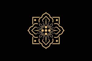 Abstract Minimal Golden pattern Vector Design Template on black background