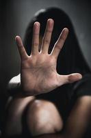 Women  bondage lift hands against violence against women,international women's day photo