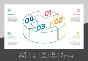 Line step infographic vector design with 4 options colorful style for presentation purpose.Circle option infographic can be used for business and marketing