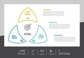 Presentation business option infographic with line style and colorful concept. 3 steps of infographic can be used for business purpose. vector