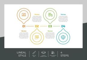 Circle process infographic vector design with 4 steps colorful style for presentation purpose.Line step infographic can be used for business and marketing