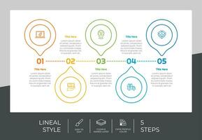 Circle process infographic vector design with 5 steps colorful style for presentation purpose.Line step infographic can be used for business and marketing