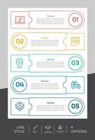 diseño de vector de infografía de opción cuadrada con estilo colorido de 5 pasos para fines de presentación.la infografía de paso de línea se puede utilizar para negocios y marketing