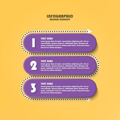 Infographic with 3 steps, process or options.