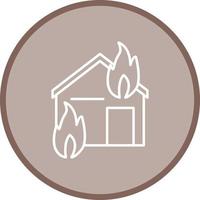 icono de vector de casa que consume fuego único