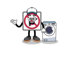 no right turn road sign illustration as a laundry man vector