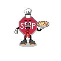 Illustration of stop road sign as an italian chef vector