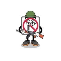 Cartoon of no right turn road sign soldier vector