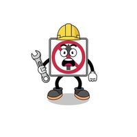 Character Illustration of no thru movement road sign with 404 error vector