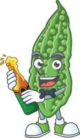 Bitter melon cartoon character vector