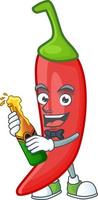 Red chili cartoon character vector