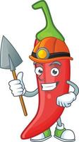 Red chili cartoon character vector