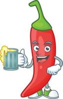 Red chili cartoon character vector