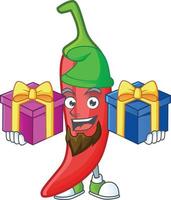 Red chili cartoon character vector