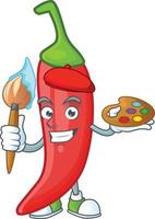 Red chili cartoon character vector