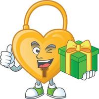 Love padlock cartoon character vector