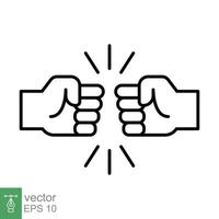 Fist bump line icon. Bro fist bump or power five pound outline style for apps and websites. Hand brother respect, impact, and handshake. Vector illustration on white background. EPS 10.