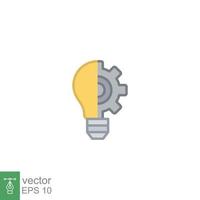 Light bulb icon. Simple filled outline style. Idea with gear wheel machine, creative solution, lamp, lightbulb symbol, inspiration concept. Vector illustration isolated on white background. EPS 10.