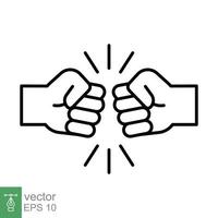 Fist bump line icon. Bro fist bump or power five pound outline style for apps and websites. Hand brother respect, impact, and handshake. Vector illustration on white background. EPS 10.