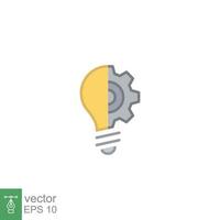 Light bulb icon. Simple filled outline style. Idea with gear wheel machine, creative solution, lamp, lightbulb symbol, inspiration concept. Vector illustration isolated on white background. EPS 10.