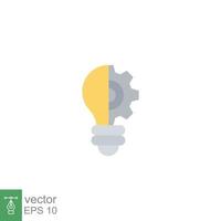 Light bulb icon. Simple flat style. Idea with gear wheel machine, creative solution, lamp, lightbulb symbol, inspiration concept. Vector illustration isolated on white background. EPS 10.