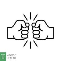 Fist bump line icon. Bro fist bump or power five pound outline style for apps and websites. Hand brother respect, impact, and handshake. Vector illustration on white background. EPS 10.