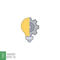 Light bulb icon. Simple filled outline style. Idea with gear wheel machine, creative solution, lamp, lightbulb symbol, inspiration concept. Vector illustration isolated on white background. EPS 10.