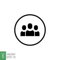 3 people flat icon. Simple solid style. Multi user, circle, group, person, service concept. Crowd sign symbol design. Vector illustration isolated on white background. EPS 10.