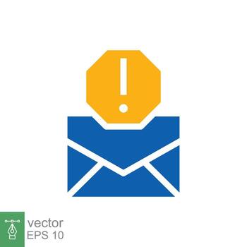 Warning alert message icon. Simple flat style for web template and app. Email, suspicious, letter, mail, news, notification, vector illustration design on white background. EPS 10.