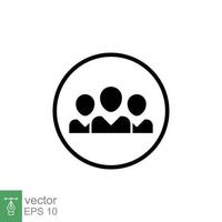 3 people flat icon. Simple solid style. Multi user, circle, group, person, service concept. Crowd sign symbol design. Vector illustration isolated on white background. EPS 10.