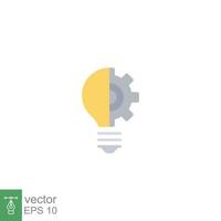 Light bulb icon. Simple flat style. Idea with gear wheel machine, creative solution, lamp, lightbulb symbol, inspiration concept. Vector illustration isolated on white background. EPS 10.