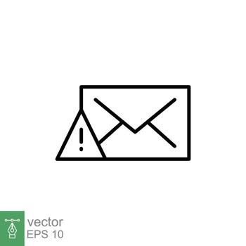 Warning alert message icon. Simple line style for web template and app. Email, suspicious, letter, mail, news, notification, vector illustration design on white background. EPS 10.