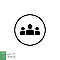 3 people flat icon. Simple solid style. Multi user, circle, group, person, service concept. Crowd sign symbol design. Vector illustration isolated on white background. EPS 10.