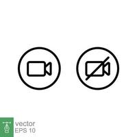 Video camera line icon. Simple outline style for Video Conference, Webinar and Video chat. Vector illustration isolated on white background. EPS 10.