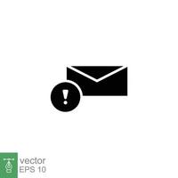 advertencia alerta mensaje icono. sólido estilo para web modelo y aplicación correo electrónico, sospechoso, carta, correo, noticias, notificación, vector ilustración diseño en blanco antecedentes. eps 10