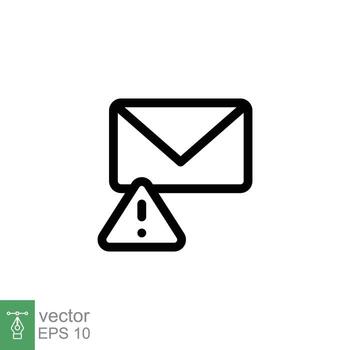 Warning alert message icon. Simple line style for web template and app. Email, suspicious, letter, mail, news, notification, vector illustration design on white background. EPS 10.