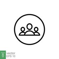 3 people line icon. Simple outline style. Multi user, circle, group, person, service concept. Crowd sign symbol design. Vector illustration isolated on white background. EPS 10.