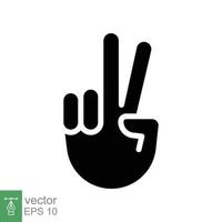 Hand gesture V sign for victory or peace glyph icon. Simple solid style for apps and websites. Vector illustration on white background. EPS 10.