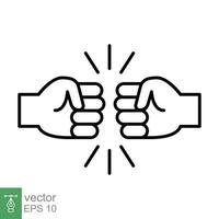 Fist bump line icon. Bro fist bump or power five pound outline style for apps and websites. Hand brother respect, impact, and handshake. Vector illustration on white background. EPS 10.