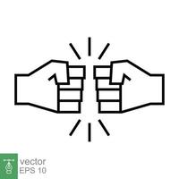 Fist bump line icon. Bro fist bump or power five pound outline style for apps and websites. Hand brother respect, impact, and handshake. Vector illustration on white background. EPS 10.