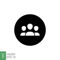 3 people glyph icon. Simple solid style. Multi user, circle, group, person, service concept. Crowd sign symbol design. Vector illustration isolated on white background. EPS 10.