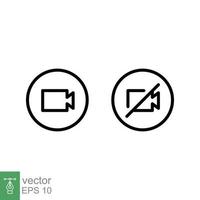 Video camera line icon. Simple outline style for Video Conference, Webinar and Video chat. Vector illustration isolated on white background. EPS 10.