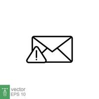 Warning alert message icon. Simple line style for web template and app. Email, suspicious, letter, mail, news, notification, vector illustration design on white background. EPS 10.