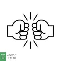 Fist bump line icon. Bro fist bump or power five pound outline style for apps and websites. Hand brother respect, impact, and handshake. Vector illustration on white background. EPS 10.
