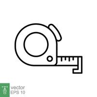 Measure tape line icon. Simple outline style. Meter, length, metric, size concept for app and web. Vector illustration isolated on white background. EPS 10.