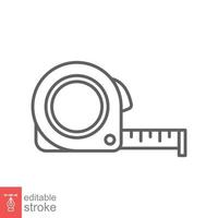 Measure tape line icon. Simple outline style. Meter, length, metric, size concept for app and web. Vector illustration isolated on white background. Editable stroke EPS 10.