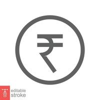 Rupee line icon. Simple outline style, rupee symbol. Bank, money cash business concept. Vector illustration isolated on white background. Editable stroke EPS 10.