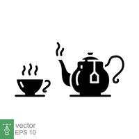 Teapot and cup glyph icon. Simple solid style. Tea pot, pour cup of kettle, silhouette symbol for web and mobile phone. Vector illustration isolated on white background. EPS 10.