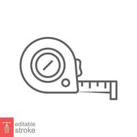 Measure tape line icon. Simple outline style. Meter, length, metric, size concept for app and web. Vector illustration isolated on white background. Editable stroke EPS 10.